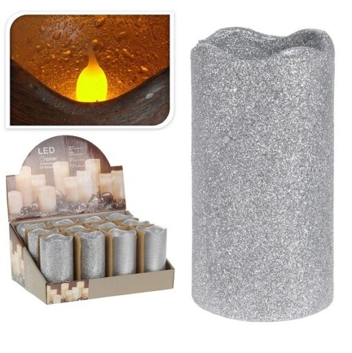 Led Candle Silver Glitter