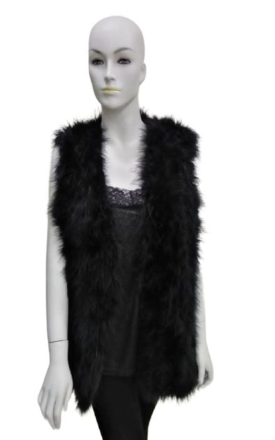 Real Ostrich Feather Fur Vest Waistcoat Sleeveless Jacket