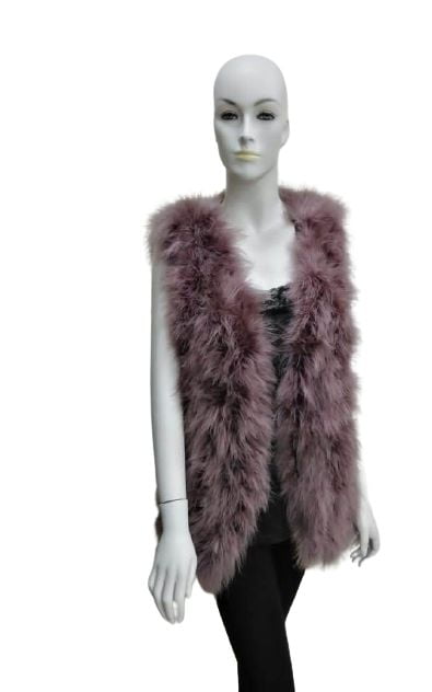 Real Ostrich Feather Fur Vest Waistcoat Sleeveless Jacket