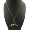 18K Yellow Gold Women's Necklace With Three White Pearls