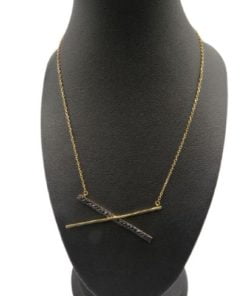 18K Yellow Gold Women's Necklace With X Design