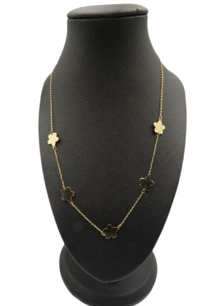18K Yellow Gold Necklace with Flower Design