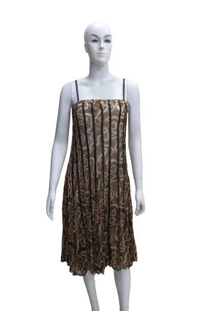 Pleated Animal Printed Midi Dress