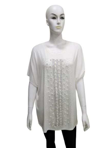 T-Shirt with vertical Silver and Pearl Design