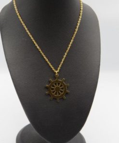 Stainless Steel Ship Wheel Pendant Necklace