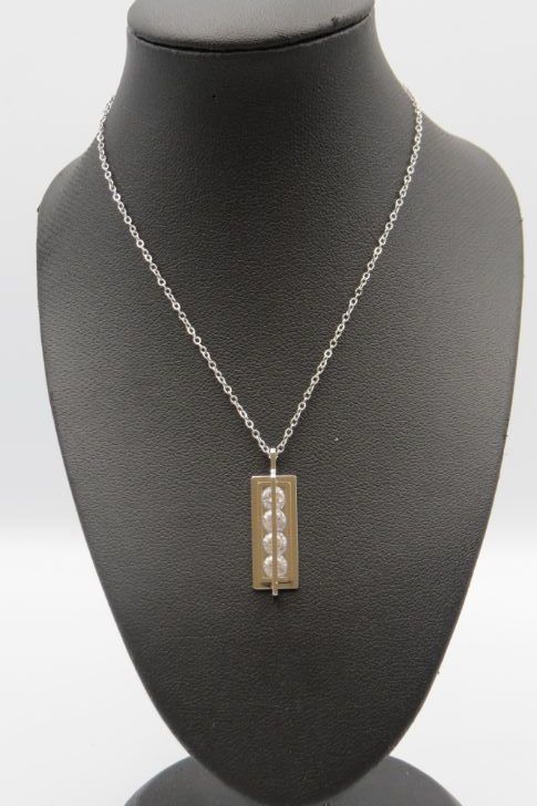Stone Bar Drop Pendant Stainless Steel Necklace