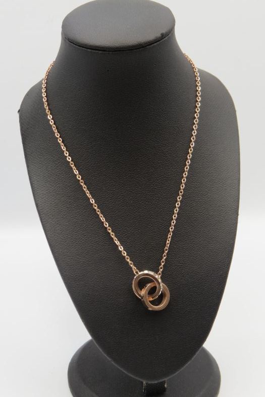 Interlocking Circle Pendant Stainless Steel Necklace