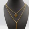 Disk & Vertical Bar Double Chain Stainless Steel Necklace