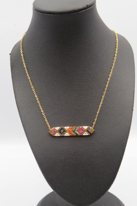 Colorful Horizontal bar Stainless Steel Necklace