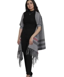 Open Front Poncho With Fringing