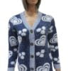 vWool Blend Women's Cardigan With A V-Neck And Different Heart And Flower Shapes