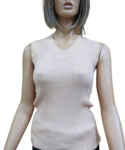 Sleeveless V-Neck Ribbed Knit Vest Sweater
