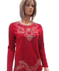Knit Sweater With Round Neck Embroidered