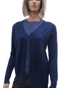 Wool Blend Women's Cardigan With A Clip On Mid
