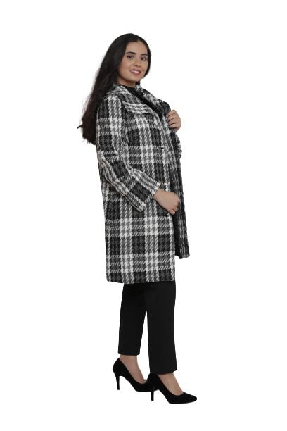 SWEET MISS Houndstooth Long Coat