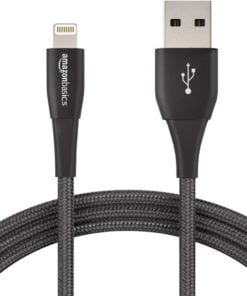 AmazonBasics Apple Certified Double Nylon Braided USB A Cable Black