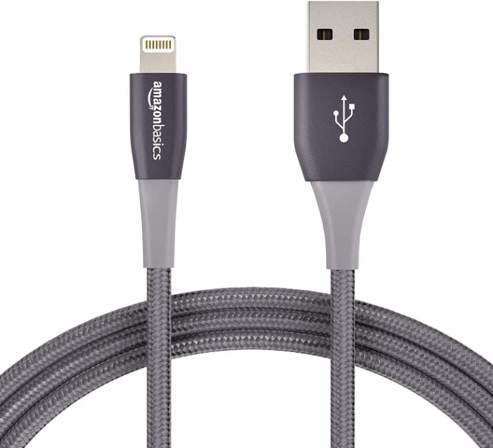 AmazonBasics Apple Certified Double Nylon Braided USB A Cable Dark grey