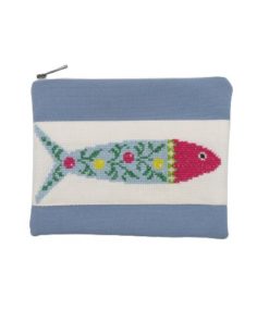 Decorative Fish Themed Hand Pouch With Zipper