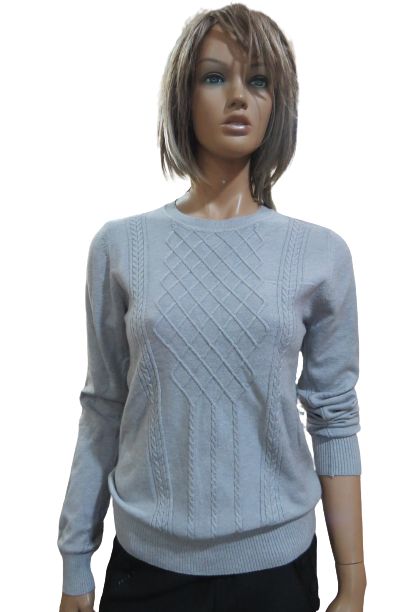 Round Neck Cable Pattern Women's Sweater