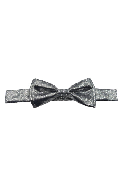 Metallic Grey & Silver Bow Tie