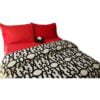 Twin Duvet Cover Set Soft Mohair Double Face - Black And White / Red