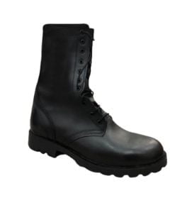 EAGLE PASS Black Leather Combat Mid-High Boots For Men