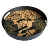 Flower With Stem Design Hand Painted on Wood Round Metal Tray