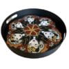 Lady Faces Design Hand Painted on Wood Round Metal Tray