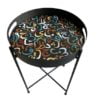 Arabic Alphabet Design Hand Painted on Wood Round Foldable Table With Tray Top