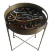 Hand Painted Arabic Calligraphy on Wood Round Foldable Table Tray Top With Metal Base