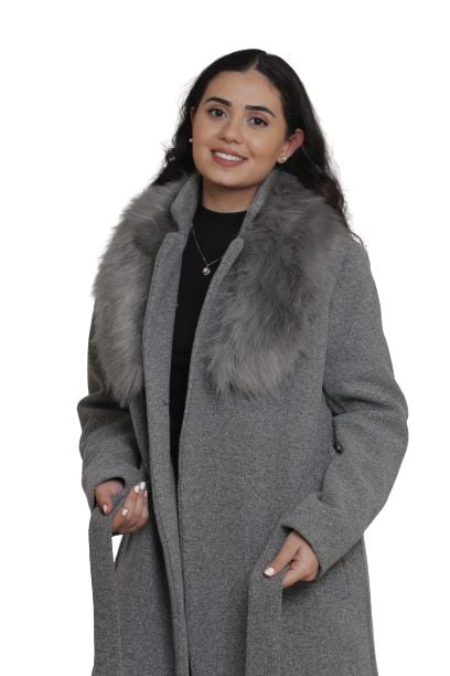 W-Collection Coat With Faux Fur Collar