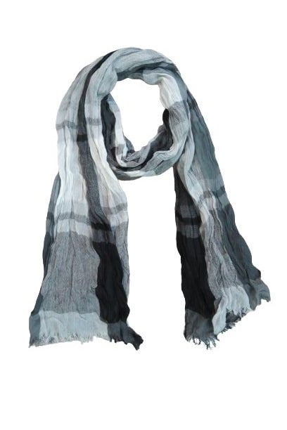 Featherweight Checked Scarf with Fringed Edges