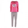 JOANNA Long Sleeves Women's Pyjama Set With Applique Top And Pants With Heart Prints, Dark Pink
