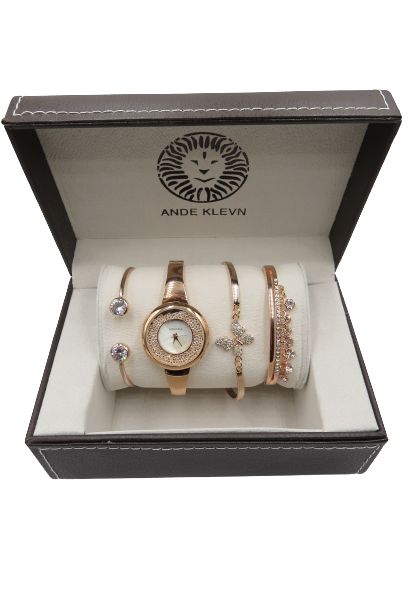 ANDE KLEVN Rose Gold Watch With A Set Of Three Bracelets