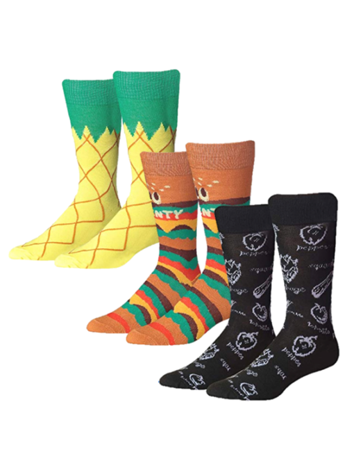 James Fiallo Men 3 Pairs Colorful Patterned Food Dress Socks