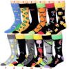 James Fiallo Men's Funny Funky Crazy Novelty Colorful Patterned Dress Socks