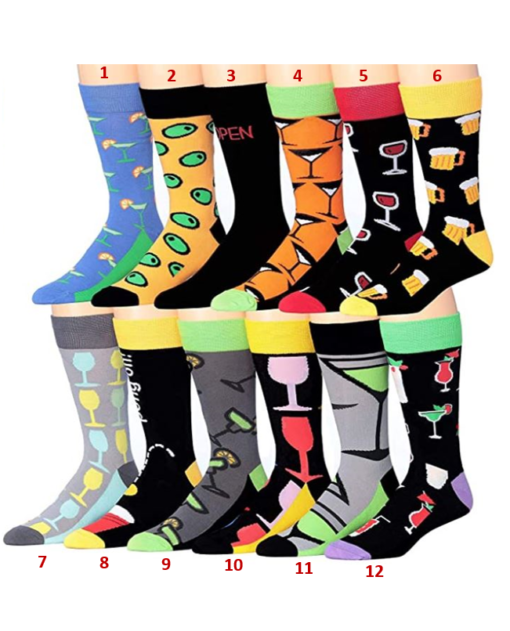 James Fiallo Men's Funny Funky Crazy Novelty Colorful Patterned Dress Socks