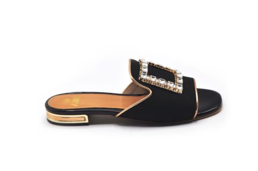 Black Elegant Flat Slippers