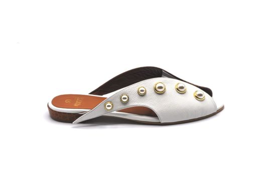 Two Side Color Flat Slippers With Pearl