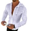 Men's Casual Long Sleeve Hooded Zipper Shirt Slim