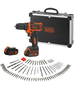 10.8V Drill Driver + 100 Accessories + 2 (1.5Ah) Batteries + Charger + Storage case.