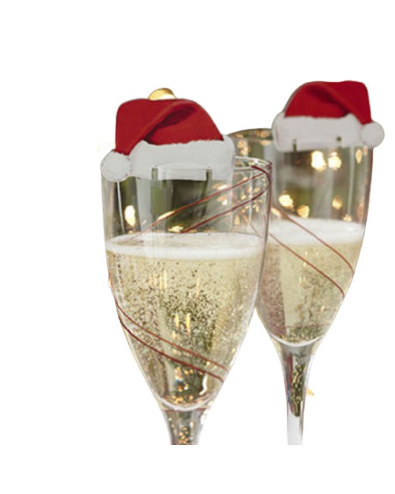 Christmas Party Decorations Santa Hats Champagne Glass Decor 10 pcs 