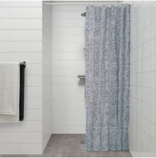 IKEA ÄNGSKLOCKA Shower Curtain White Blue 180x200 cm