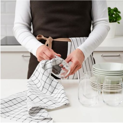 IKEA RINNIG Tea Towel White Dark Grey Patterned 45x60 cm