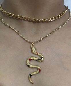 Metal choker necklace with snake