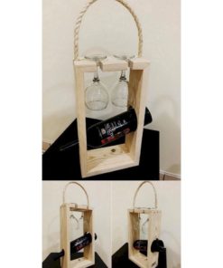 Mini Wine Box With Two Glass Holder Size 40*20 cm