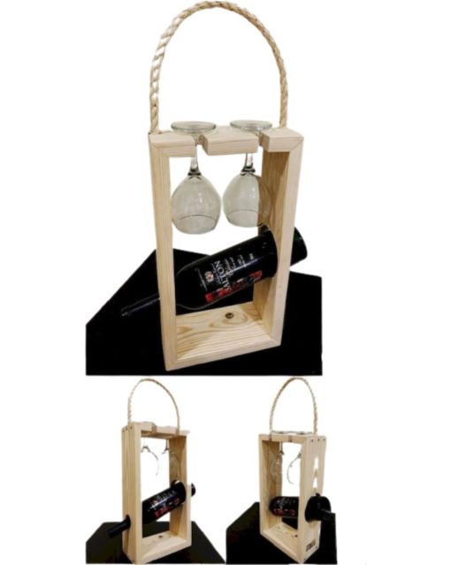 Mini Wine Box With Two Glass Holder Size 40*20 cm