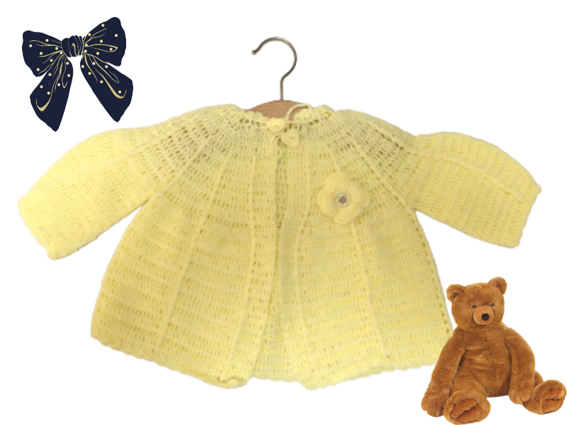 Handmade Crochet Yellow Jacket With Flower For Baby Girl - Afandee Lebanon
