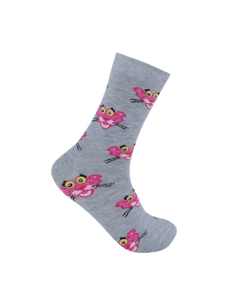Crew Grey Socks Designed With Pink Panther - Afandee Lebanon