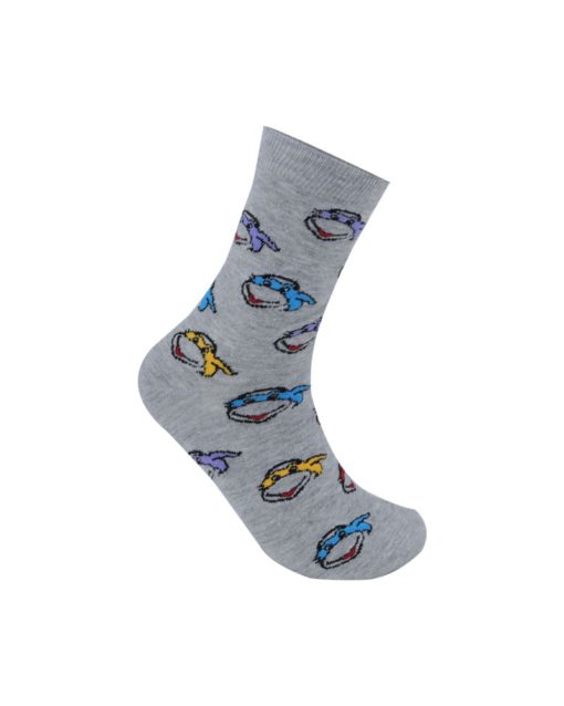 Crew Grey Socks Designed With Character Ninja Turtle